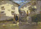 Lodovico Zambeletti, At The Well, oil on canvas