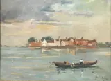 Italico Brass, Houses In Burano, oil on canvas