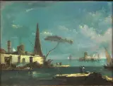 Giacomo Guardi, Capriccio With An Obelisk And Fishermen