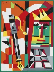 Pen by Ugo Nespolo, in a window acrylics on wood, offered Feb 2022
