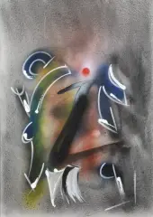Up in dodo room varnish and by Sergio Dangelo, tempera on canva, offered Feb 2022