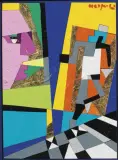 Ugo Nespolo, Glance, acrylic on board