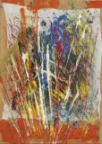 Amber Quill, Abstract composition 2015, mixed media on board