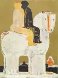 Salvatore Fiume, Couple on horseback, lithography