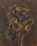 Ennio Morlotti, Greenery, oil on board