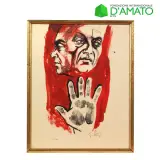 Renato Guttuso, Face and hand, lithography