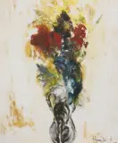 Paolo Brambilla, Vaso di fiori, mixed media on cardboard