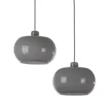 Gino Vistosi, Untitled, Coppia di lampade a sospensione in vetro grigio Produzione Italia