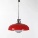 Gino Vistosi, Untitled, Lampada a sospensione in vetro rosso e metallo Produzione Italia