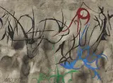 Gianni Dova, Paesaggio lunare 1956, tempera on canvas cm