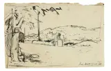 Pietro Annigoni, Paesaggio, ink on paper cm