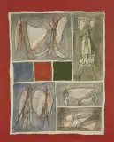 Achille Perilli, Gli inediti del filosofo 1961, oil on canvas cm