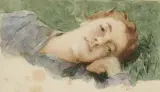 Luigi Rossi, Fanciulla Sognante, watercolour on paper
