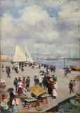 Attilio Pratella, Mercato Sul Molo, oil on panel