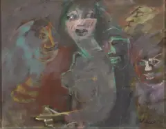 Figure by Mino Maccari, mixed media on canvas cm, offered Oct 2021