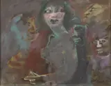 Mino Maccari, Figure, mixed media on canvas cm