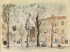 Piazza parigina by Michele Cascella, offered Oct 2021