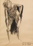 Pericle Fazzini, Figura femminile, ink on paper cm