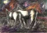 Romano Battaglia, Buoi al pascolo, oil on masonite cm
