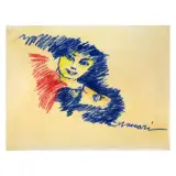 Mino Maccari, Figure, mixed media on paper intelata cm