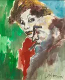 Mino Maccari, Volti, mixed media on card cm