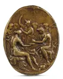 Valerio Belli, Venere, Marte E Mercurio, placchetta ovale in bronze dorato