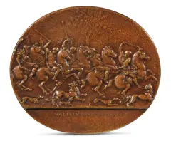 Caccia Al Leone by Valerio Belli, placchetta ovale in bronze, offered Oct 2021