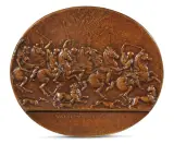 Valerio Belli, Caccia Al Leone, placchetta ovale in bronze