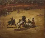 Lucas Velázquez, Corrida, oil on panel