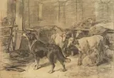 Carl Suhrlandt, Untitled, INTERNO DI STALLA CON CANE