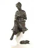 Bruno Catarzi, Trecciaiola Con Cagnolino, bronze