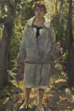 Carlo Corsi, Figura Nel Bosco, oil on cardboard applicato on compensato