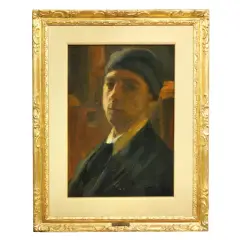 Autoritratto by Alfredo Protti, oil on cardboard, offered Oct 2021