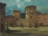 Vecchia Città, Livorno by Renato Natali, oil on compensato, offered Oct 2021