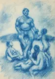 Francesco Camarda, La Storiella, pencil blu on paper applicata on paper