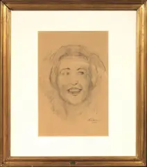 Ritratto Femminile by Decimo Passani, charcoal on paper, offered Sep 2021
