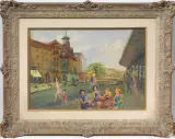 Gaetano Sperati, Place Du Molard, Genève, oil on cardboard