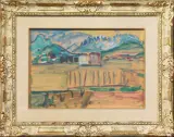 Gino Meloni, Paesaggio, oil on paper applicata on canvas