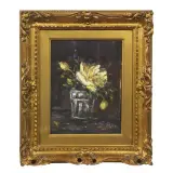 Gaetano Sperati, Natura Morta Con Rosa, oil on card telato