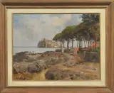 Aristotile Vicenzi, Ischia, Il Castello Aragonese, oil on canvas