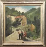 Ermanno Toschi, Paesaggio Toscano, oil on compensato