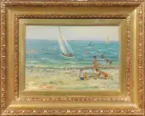 Gaetano Sperati, Marina, Spotorno, oil on cardboard