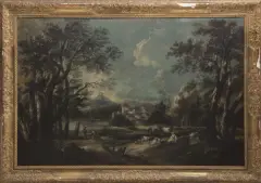 Paesaggio Con Animali E Pastori by Antonio Stom, oil on canvas, offered Sep 2021