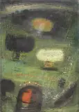 Fateh Moudarres, Volto di fanciulla con fiori 1964