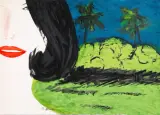 Alberto Moretti, Volto femminile, mixed media on paper cm