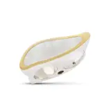 J.Riviere, James Rivière Doppio Anello Con Madreperla, JAMES RIVIÈRE DOPPIO ANELLO CON MADREPERLA in argento e oro
