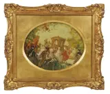 Eugenio Bonivento, Festa Campestre, oil on card ovale