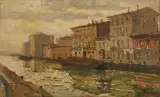 Arturo Ferrari, Naviglio Grande, oil on card