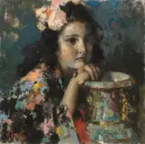 Vincenzo Irolli, Ritratto Di Fanciulla Con Vaso