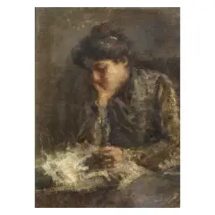 Gentildonna Che Legge by Emilio Gola, oil on canvas, offered Jun 2021